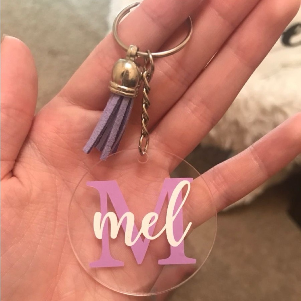 Purple Monogram Keychain with Tassel 🎀